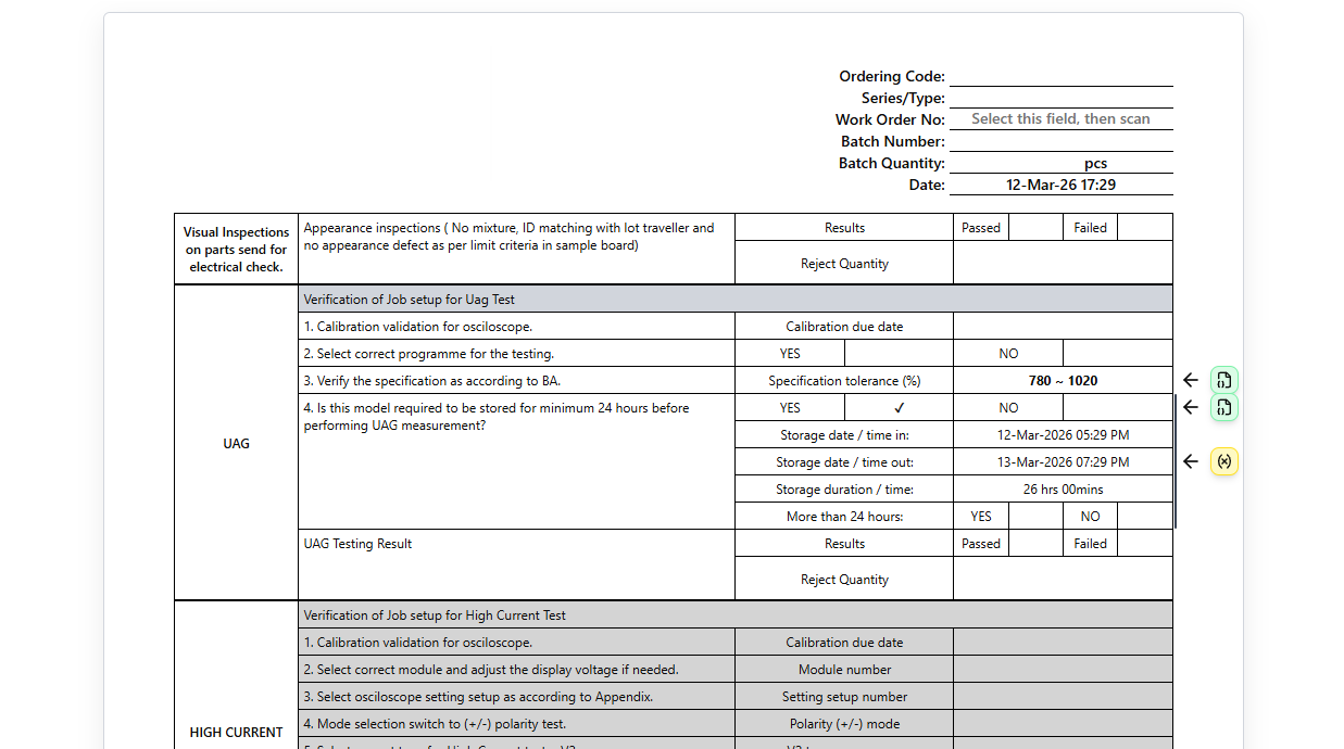 Digital manufacturing form interface
